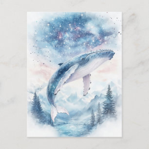 Carte Postale Baleine à bosse faisant une brèche au-dessus du la