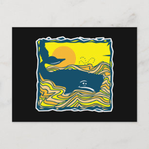 Carte Postale baleine au coucher du soleil