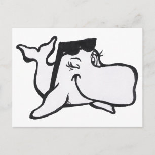 Carte Postale Baleine avec lunettes de soleil Plaque de coloriag