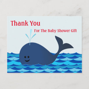Carte Postale Baleine, Baby shower Merci