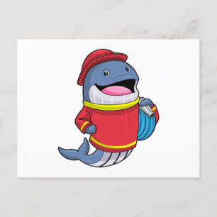 Carte Postale Baleine comme pompier avec tuyau