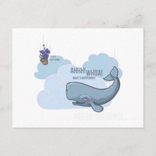 Carte Postale Baleine de Sperm et bol de Petunias (Devant)