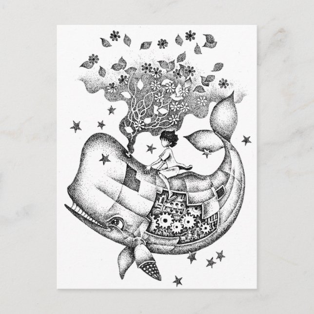 Carte Postale Baleine mécanique (Devant)