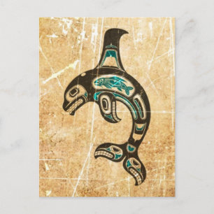 Carte Postale Baleine meurtrière crackée Blue et Black Haida Spi