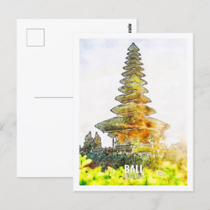 Carte Postale Bali Indonésie Travel Place Watercolor
