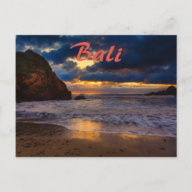 Carte Postale Bali Tropical Golden Sunset Sea Beach Échap (Devant)