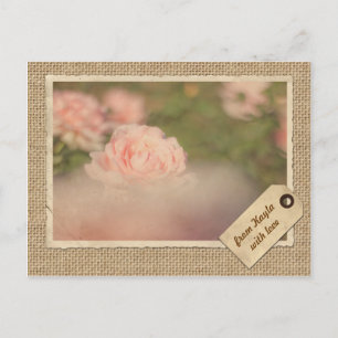 Carte Postale Balise de voyage vintage papier cadre Rose d'autom
