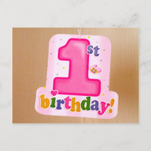 Carte Postale Balise rose 1er anniversaire sur la porte
