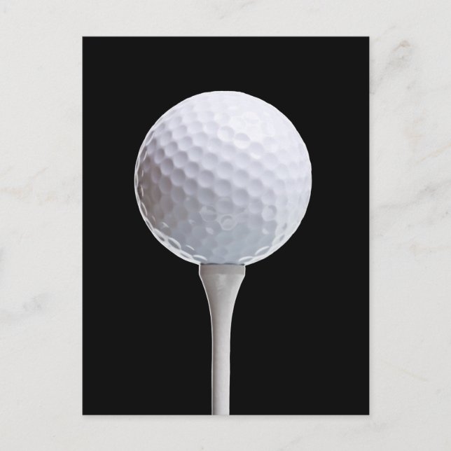 Carte Postale Balle de golf et tee sur fond noir - Modèle person (Devant)