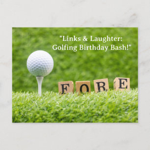 Carte Postale Balle de golf sur gazon vert pour un message d'ann