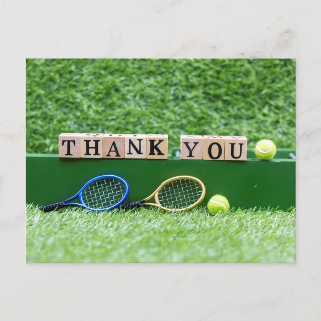 Carte Postale Balle et raquette de tennis  Merci coach ou joueur (Devant)