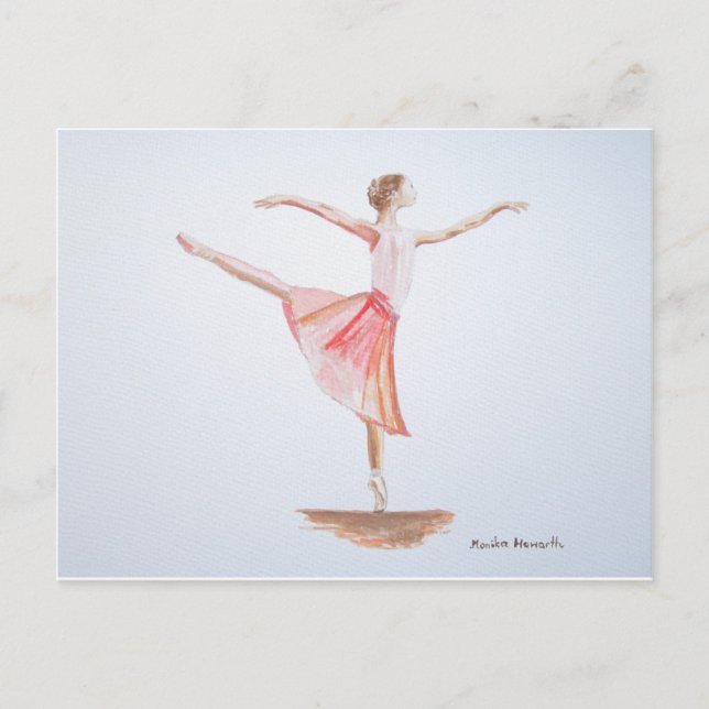 Carte Postale Ballerina aquarelle danseur aquarelle girly (Devant)