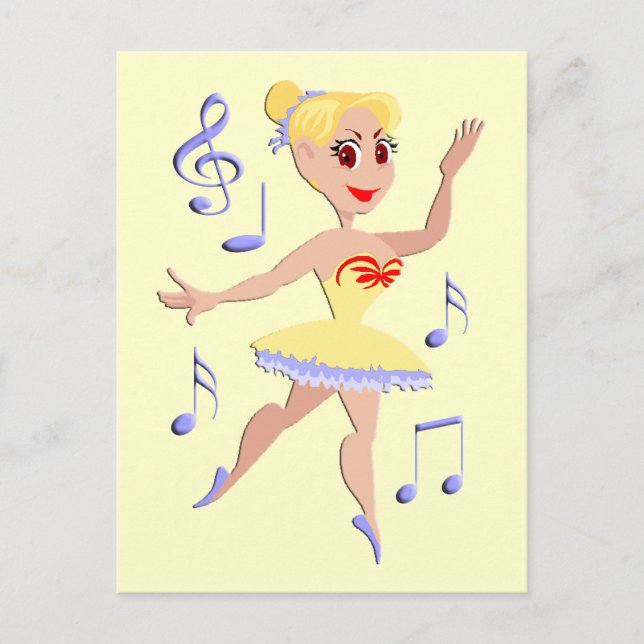 Carte Postale Ballerina Ballet Music (Devant)