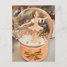 Carte postale Ballerina Christmas Snow Globe