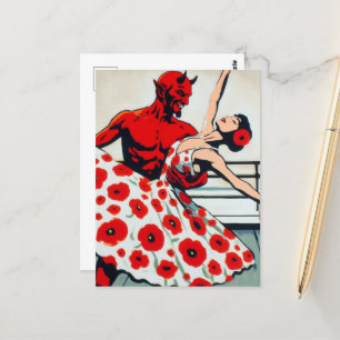 Carte Postale Ballerina dans une robe de coquelicot danser avec 