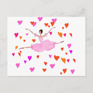 Carte Postale Ballerina danse dans les Coeurs colorés