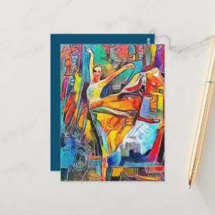 Carte Postale Ballerina Danser dans un paysage coloré 