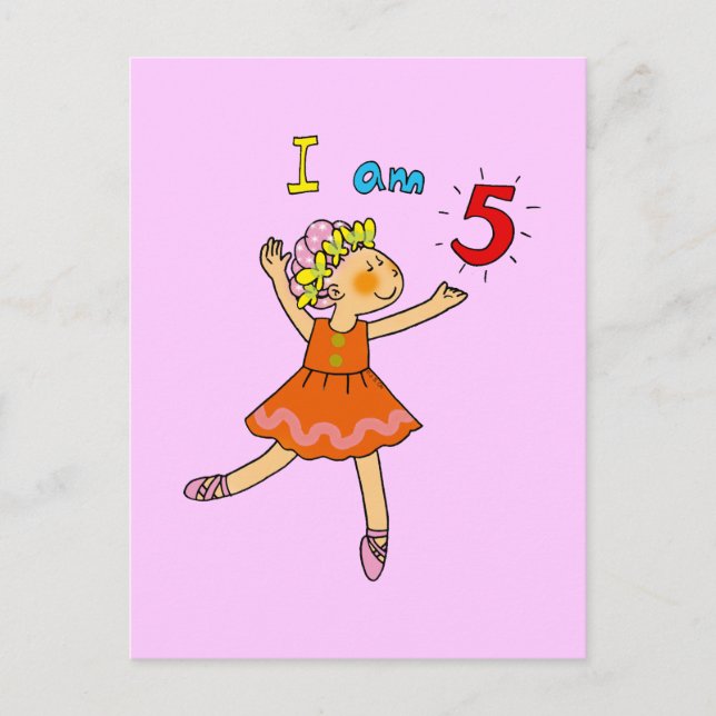 Carte Postale Ballerina de 5 ans (Devant)