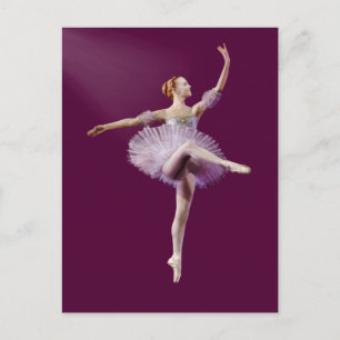 Carte Postale Ballerina en violet et blanc personnalisable