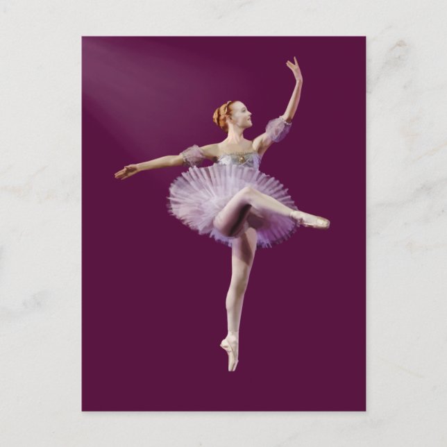 Carte Postale Ballerina en violet et blanc personnalisable (Devant)