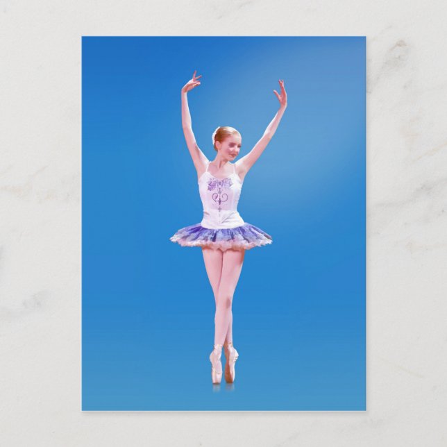 Carte Postale Ballerina On Point en violet et blanc (Devant)