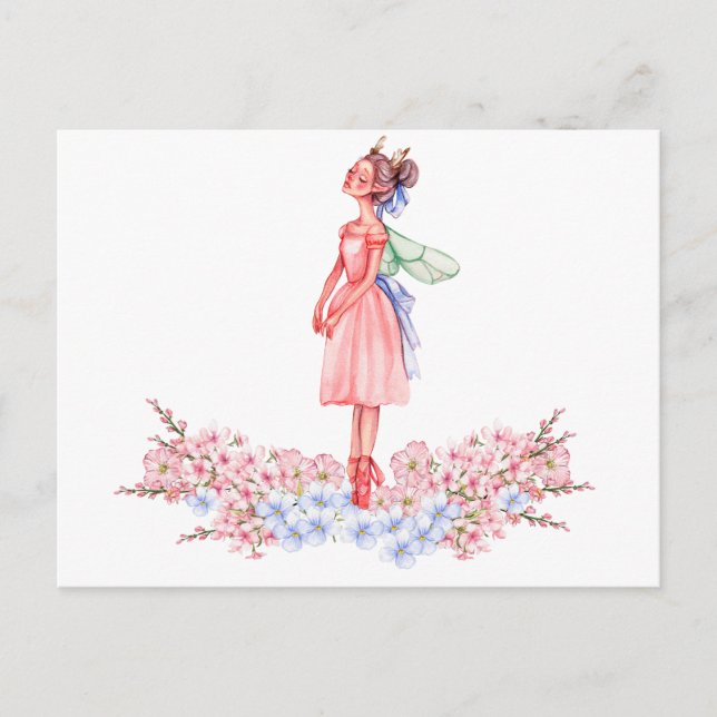 Carte Postale Ballerine dansant à l'aquarelle (Devant)