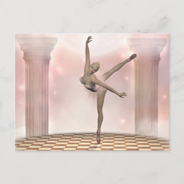 Carte Postale ballerine rose (Devant)