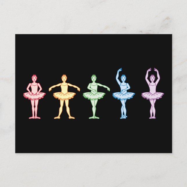 Carte Postale Ballerines d'arc-en-ciel (Devant)