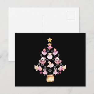 Carte Postale Ballet Animaux Ballerina sapin de Noël