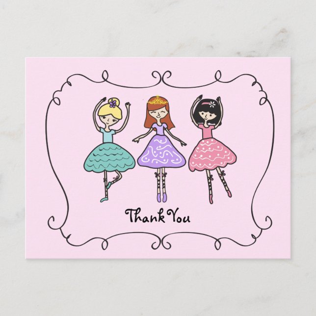 Carte Postale Ballet Ballerinas Merci (Devant)