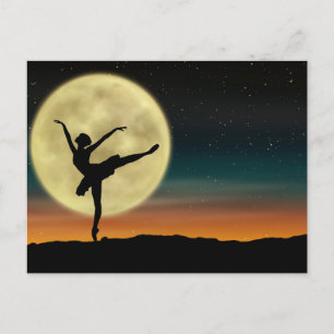Carte Postale Ballet Lune Silhouette Danseuse