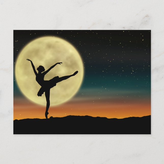 Carte Postale Ballet Lune Silhouette Danseuse (Devant)