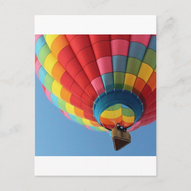 Carte Postale Ballon à air chaud arc-en-ciel avec panier (Devant)