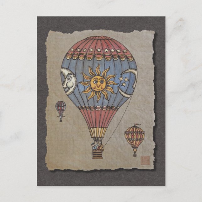Carte Postale Ballon à air chaud coloré (Devant)