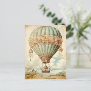 Carte Postale Ballon à air chaud vintage Steampunk Blue