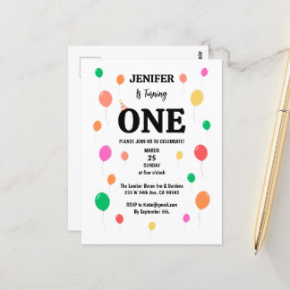 Carte Postale ballon coloré joyeux anniversaire