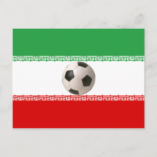 Carte Postale Ballon de football au centre du drapeau iranien
