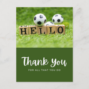 Carte Postale Ballon de soccer avec merci pour tout ce que vous 