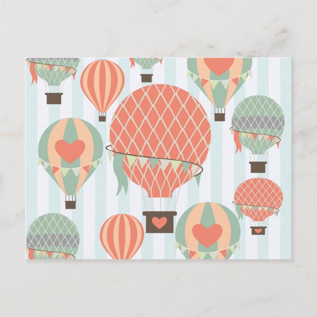 Carte Postale Ballons à air chaud Pastel se lèvent sur les bande (Devant)