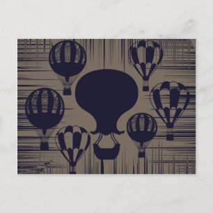 Carte Postale Ballons à air chaud vintage Grunge en état de détr