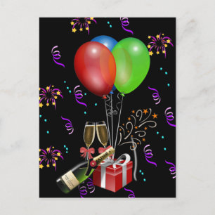 Carte Postale Ballons Anniversaire Seau à Bouteille Célébration