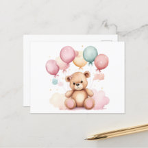 Ballons Baby shower en aquarelle mignonne Ours en