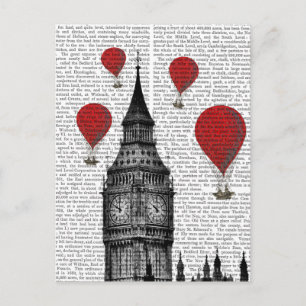 Carte Postale Ballons Big Ben et Red Hot Air