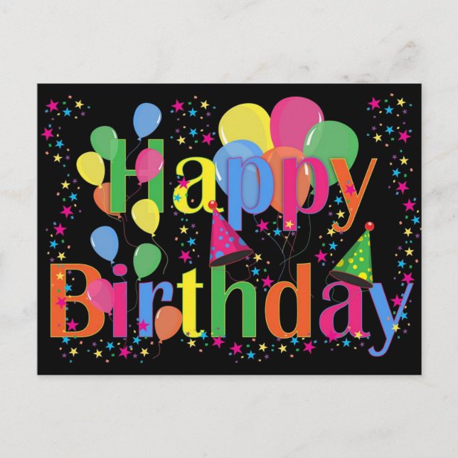 Carte Postale Ballons colorés JOYEUX ANNIVERSAIRE (Devant)