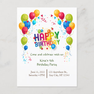 Carte postale Ballons d'anniversaire
