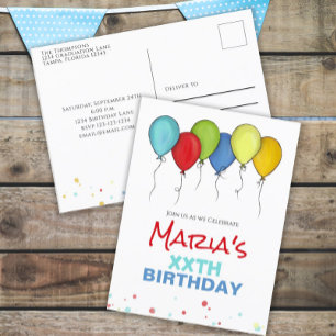 Carte Postale Ballons de fête Confettis Fête moderne Mignon Amus