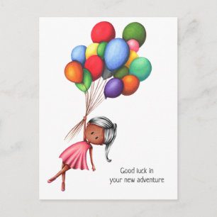 Carte Postale Ballons de fille noire mignonne Adieu personnalisé