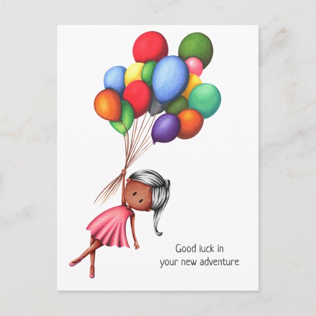Carte Postale Ballons de fille noire mignonne Adieu personnalisé (Devant)