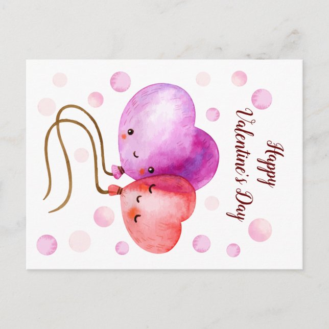 Carte Postale Ballons de la Saint Valentin personnalisés (Devant)