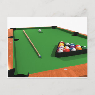 Carte Postale Ballons de piscine sur billard vert à flancs Table